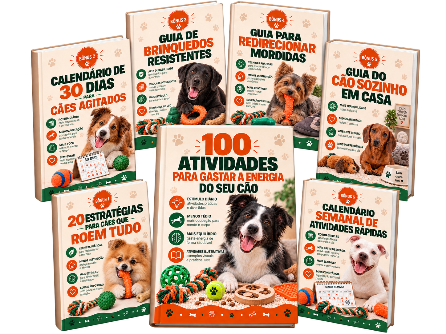 Kit Completo: 100 Atividades para Gastar a Energia do Seu Cão e seis bônus